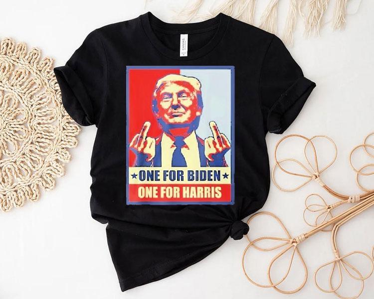Trump Finger One For Biden One For Harris Middle Finger Shirt Trump Finger One For Biden One For Harris Middle Finger Shirt