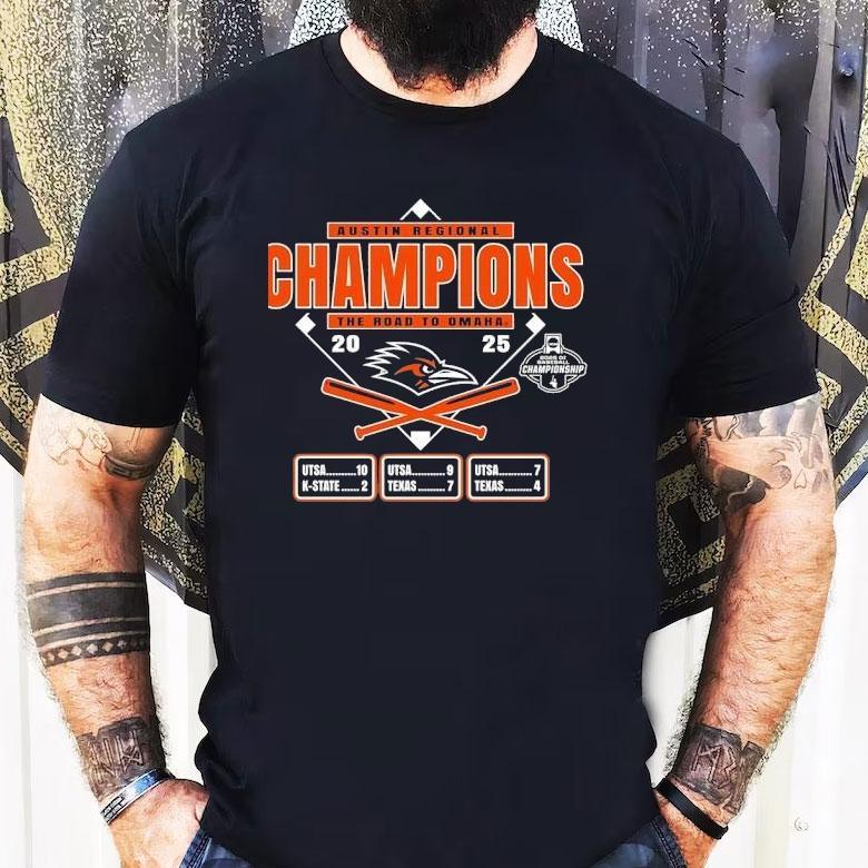 Utsa Roadrunners Austin Regional Champions The Road To Omaha 2025 Shirt Utsa Roadrunners Austin Regional Champions The Road To Omaha 2025 Shirt