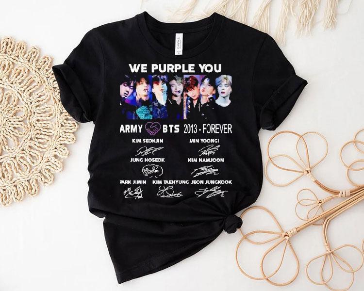 We Purple You Army Bts 2013 Forever Signatures Shirt We Purple You Army Bts 2013 Forever Signatures Shirt