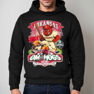 Arkansas Razorbacks Stomp Tennessee Volunrs Ncaa 2025 College World Series Mascot Shirt 2 Arkansas Razorbacks Stomp Tennessee Volunrs Ncaa College World Series Masco Hoodie