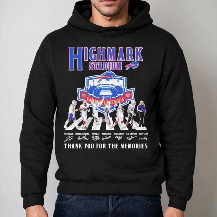 Buffalo Bills High Mark Stadium Farewell Tour 1973 2025 Thank You For The Memories Road Abbey Signatures Shirt Buffalo Bills High Mark Stadium Farewell Tour 1973 2025 Thank You For The Memories Road Abbey Signatures Shirt