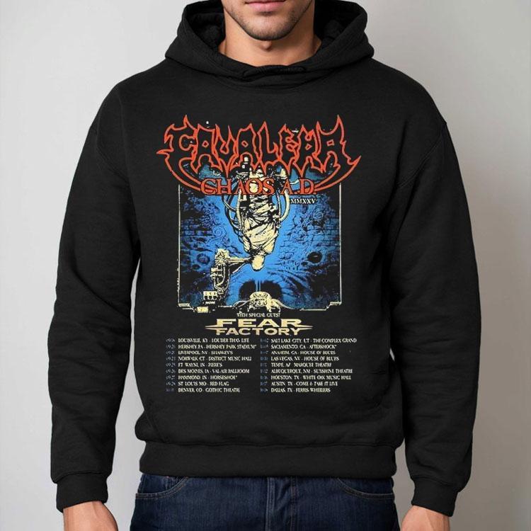 Cavalera With Fear Factory Event Fall Headlining Tour 2025 Dates Chaos A.d Mmxxv Shirt Cavalera With Fear Factory Event Fall Headlining Tour 2025 Dates Chaos A.d Mmxxv Shirt