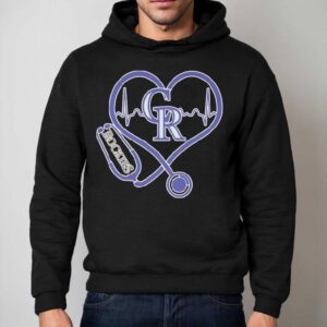Colorado Rockies Caring Hearts Nurse Stethoscope Heartbeat Shirt 2 Colorado Rockies Caring Hearts Nurse Stethoscope Heartbea Hoodie