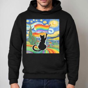 Gay Pride Cat Art Cat Starry Night Style Lgbtq Pride Shirt 2 Gay Pride Cat Art Cat Starry Night Style Lgbtq Pride Hoodie