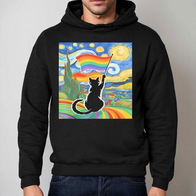 Gay Pride Cat Art Cat Starry Night Style Lgbtq Pride Shirt Gay Pride Cat Art Cat Starry Night Style Lgbtq Pride Shirt