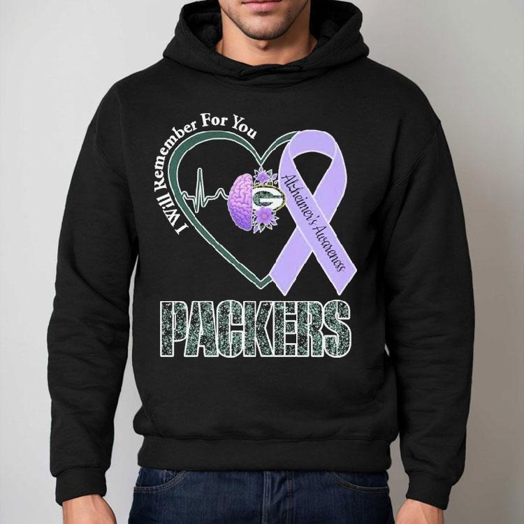 Green Bay Packers I Will Remember For You Alzheimer’s Awareness Heartbeat Brain Shirt Green Bay Packers I Will Remember For You Alzheimer’s Awareness Heartbeat Brain Shirt
