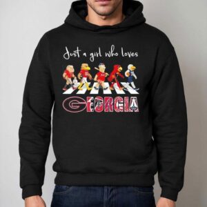Just A Girl Who Loves Georgia Bulldogs Falcons Braves Atlanta Hawks Dream Mascots Walking Across Shirt 2 Just A Girl Who Loves Georgia Bulldogs Falcons Braves Atlanta Hawks Dream Mascots Walking Across Hoodie