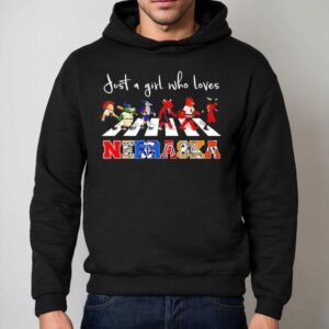 Just A Girl Who Loves Nebraska Sport Teams Mascots Walking Across Hoodie