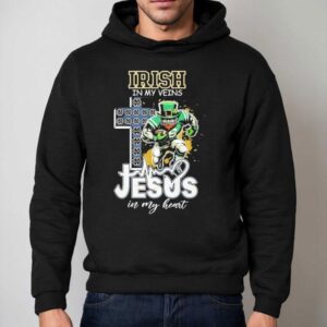 Notre Dame Fighting Irish In My Veins Jesus In My Hear Hoodie