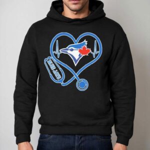 Toronto Blue Jays Caring Hearts Nurse Stethoscope Shirt 2 Toronto Blue Jays Caring Hearts Nurse Stethoscope Hoodie