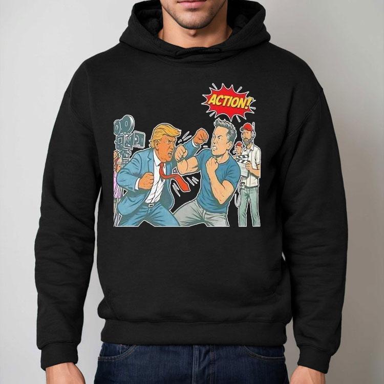 Trump Vs Musk Fake Fight Action Shirt Trump Vs Musk Fake Fight Action Shirt