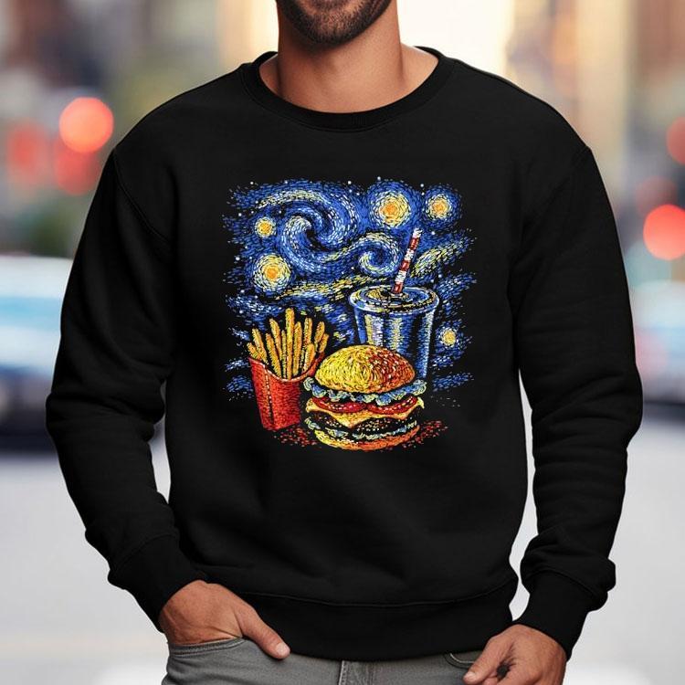 A Fast Food Meal Style Of Van Gogh’s Starry Night Shirt A Fast Food Meal Style Of Van Gogh’s Starry Night Shirt