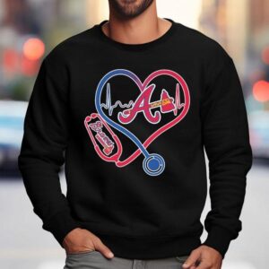 Atlanta Braves Caring Hearts Nurse Stethoscope Sweatshirt