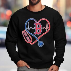 Boston Red Sox Caring Hearts Nurse Stethoscope Shirt 3 Boston Red Sox Caring Hearts Nurse Stethoscope Sweatshirt