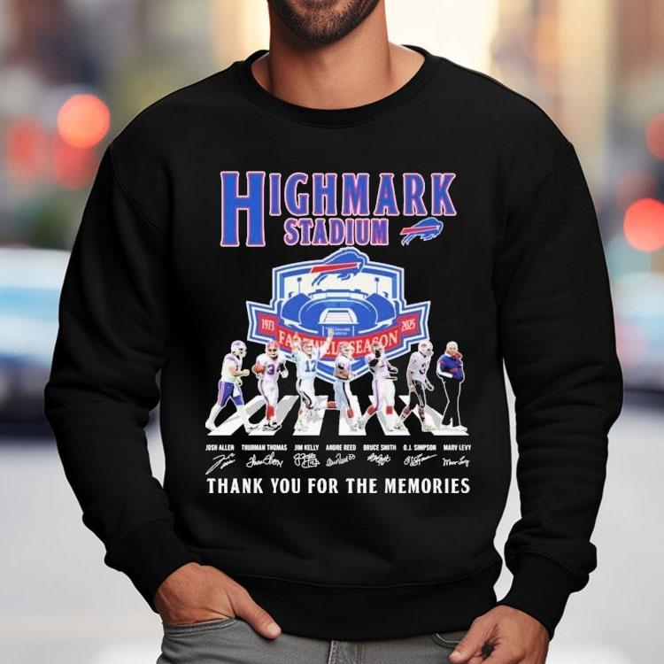 Buffalo Bills High Mark Stadium Farewell Tour 1973 2025 Thank You For The Memories Road Abbey Signatures Shirt Buffalo Bills High Mark Stadium Farewell Tour 1973 2025 Thank You For The Memories Road Abbey Signatures Shirt