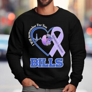 Buffalo Bills I Will Remember For You Alzheimer's Awareness Heartbeat Brain Shirt 3 Buffalo Bills I Will Remember For You Alzheimer S Awareness Heartbeat Brain Sweatshirt