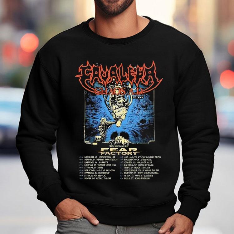 Cavalera With Fear Factory Event Fall Headlining Tour 2025 Dates Chaos A.d Mmxxv Shirt Cavalera With Fear Factory Event Fall Headlining Tour 2025 Dates Chaos A.d Mmxxv Shirt