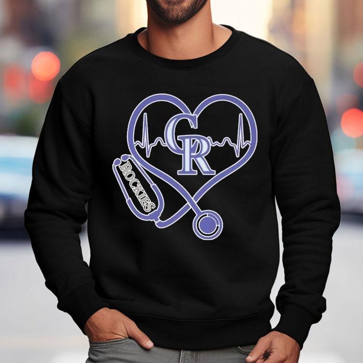 Colorado Rockies Caring Hearts Nurse Stethoscope Heartbeat Shirt Colorado Rockies Caring Hearts Nurse Stethoscope Heartbeat Shirt