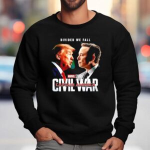 Divided We Fall Marvel Studios Civil War Trump Vs Elon Sweatshirt