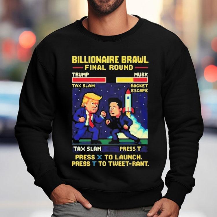 Elon Musk Vs Donald Trump Billionaire Brawl Final Round Cartoon Shirt Elon Musk Vs Donald Trump Billionaire Brawl Final Round Cartoon Shirt