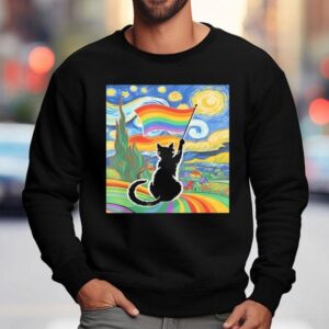 Gay Pride Cat Art Cat Starry Night Style Lgbtq Pride Shirt 3 Gay Pride Cat Art Cat Starry Night Style Lgbtq Pride Sweatshirt