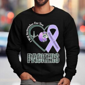 Green Bay Packers I Will Remember For You Alzheimer's Awareness Heartbeat Brain Shirt 3 Green Bay Packers I Will Remember For You Alzheimer S Awareness Heartbeat Brain Sweatshirt