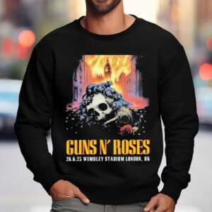 Guns N' Roses 26 June 2025 Wembley Stadium London, Uk Skull Shirt 3 Guns N Roses June Wembley Stadium London Uk Skull Sweatshirt