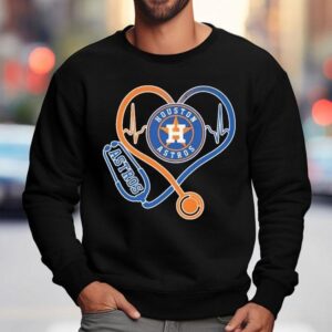 Houston Astros Caring Hearts Nurse Stethoscope Shirt 3 Houston Astros Caring Hearts Nurse Stethoscope Sweatshirt