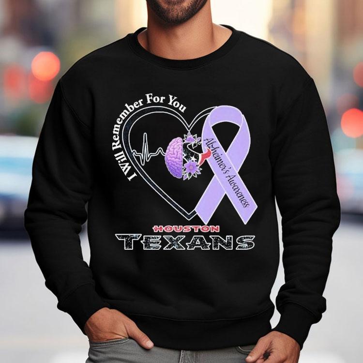 Houston Texans I Will Remember For You Alzheimer’s Awareness Heartbeat Brain Shirt Houston Texans I Will Remember For You Alzheimer’s Awareness Heartbeat Brain Shirt