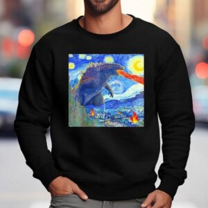 Japanese Monster Kaiju In Van Gogh Starry Night Godzilla Sweatshirt