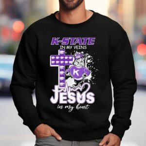 Kansas State Wildcats In My Veins Jesus In My Heart Mascot Shirt 3 Kansas State Wildcats In My Veins Jesus In My Heart Masco Sweatshirt