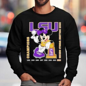 Mickey Mouse Lsu Tigers Ncaa College World Series Champions Trophy Sweatshirt