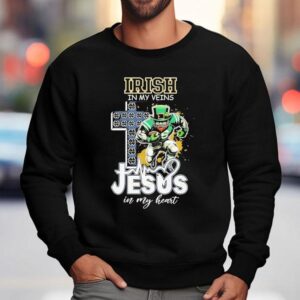 Notre Dame Fighting Irish In My Veins Jesus In My Hear Sweatshirt