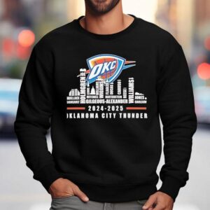 Oklahoma City Thunder 2024-2025 Team Roster City Skyline Shirt 3 Oklahoma City Thunder Team Roster City Skyline Sweatshirt