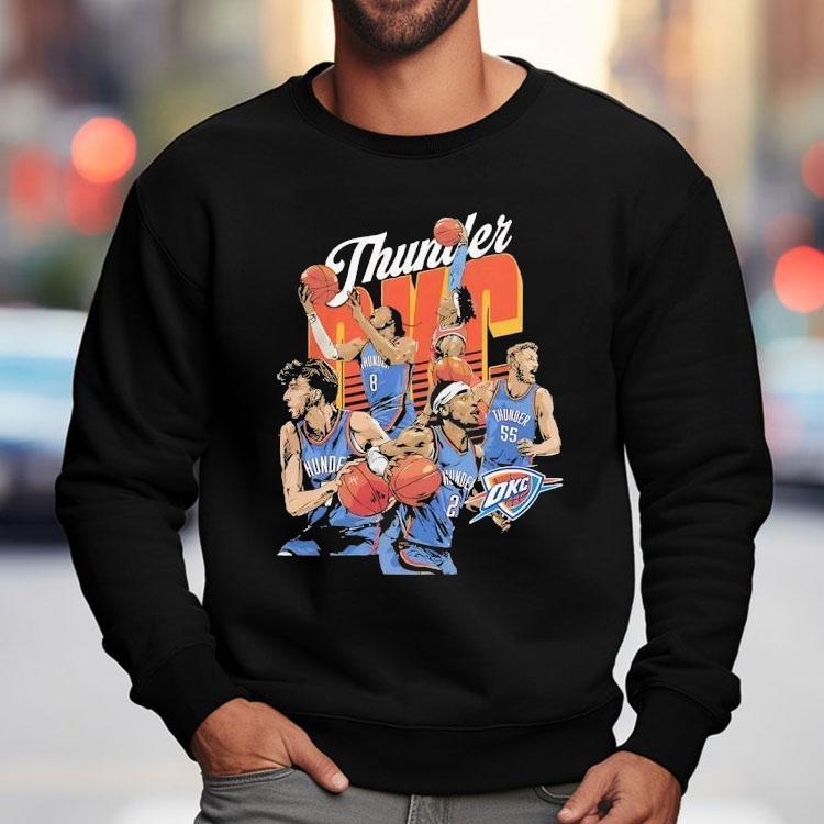 Oklahoma City Thunder Basketball Starting 5 Players Team Stars Caricature Shirt Oklahoma City Thunder Basketball Starting 5 Players Team Stars Caricature Shirt