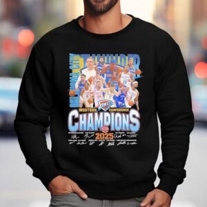 Oklahoma City Thunder Nba Western Conference Champions 2025 Signatures Shirt 3 Oklahoma City Thunder Nba Western Conference Champions Signatures Sweatshirt