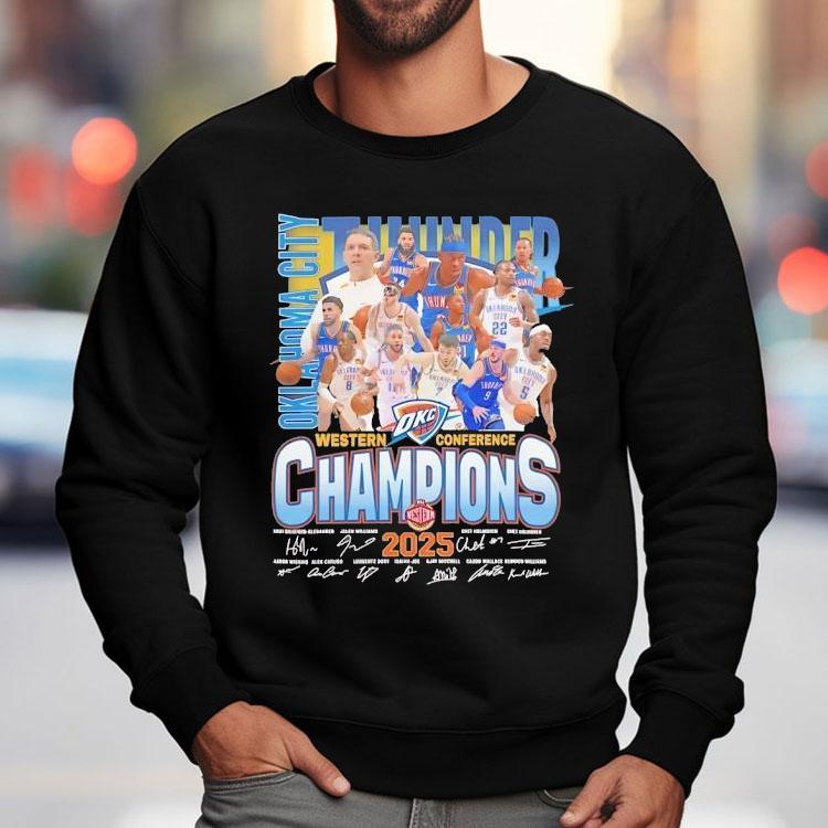 Oklahoma City Thunder Nba Western Conference Champions 2025 Signatures Shirt Oklahoma City Thunder Nba Western Conference Champions 2025 Signatures Shirt