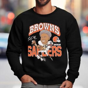 Shedeur Sanders Cleveland Browns Signature Cartoon Shirt 3 Shedeur Sanders Cleveland Browns Signature Cartoon Sweatshirt