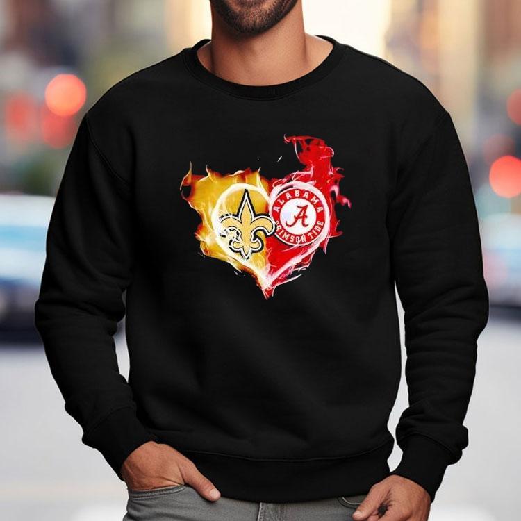 Smoke Heart Saint New Orleans And Alabama Crimson Tide Shirt Smoke Heart Saint New Orleans And Alabama Crimson Tide Shirt