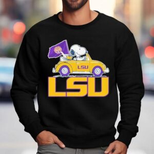 Snoopy And Woodstock The Peanuts Driving Car Lsu Tigers Sweatshirt