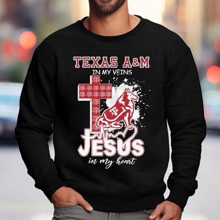 Texas Am Aggies In My Veins Jesus In My Heart Mascot Shirt Texas Am Aggies In My Veins Jesus In My Heart Mascot Shirt
