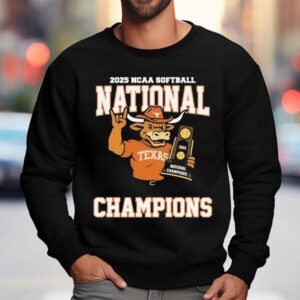 Texas Longhorns 2025 Ncaa National Women's College World Series Champions Mascot Hug Trophy Shirt. 3 Texas Longhorns Ncaa National Women S College World Series Champions Mascot Hug Trophy Sweatshirt