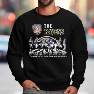 The Baltimore Ravens 30th Seasons 1996-2025 Thank You For The Memories Road Abbey Signatures Shirt 3 The Baltimore Ravens Th Seasons Thank You For The Memories Road Abbey Signatures Sweatshirt