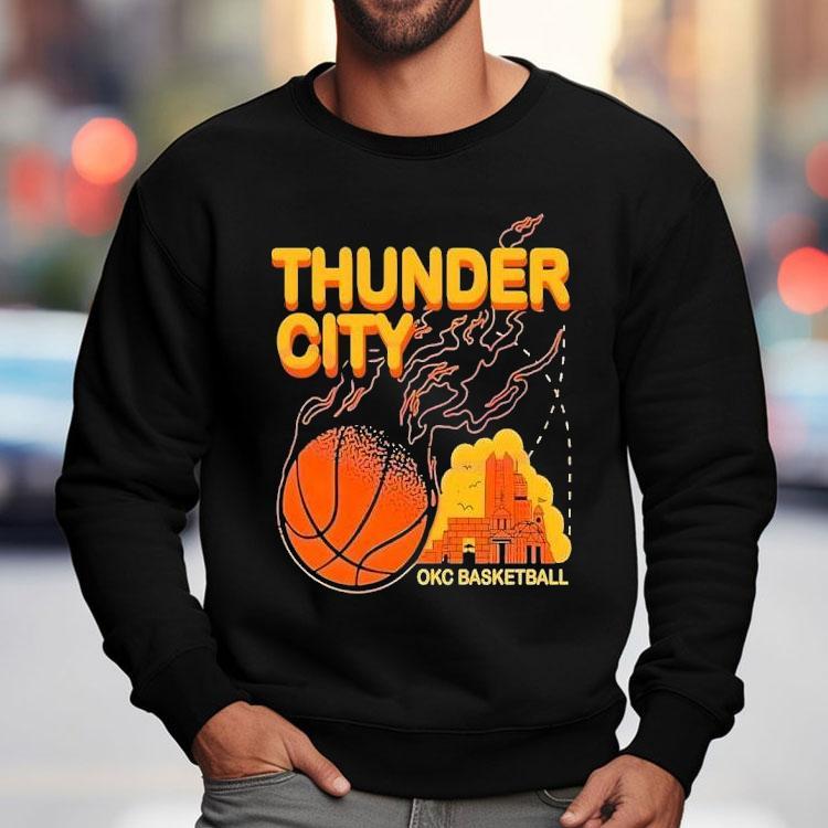 Thunder City Okc Basketball Retro Fireball Shirt Thunder City Okc Basketball Retro Fireball Shirt