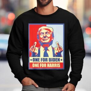 Trump Finger One For Biden One For Harris Middle Finger Shirt 3 Trump Finger One For Biden One For Harris Middle Finger Sweatshirt