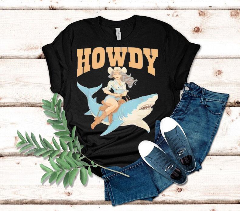 Cowgirl Riding Shark Rodeo Shirt Cowgirl Riding Shark Rodeo Shirt