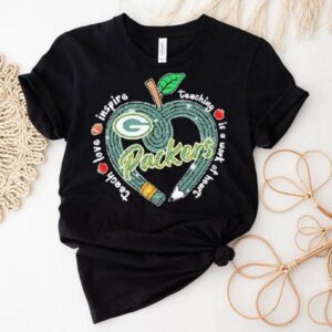 Green Bay Packers Teach Love Inspire Teaching Is A Look Of Heart Heart Apple Shirt