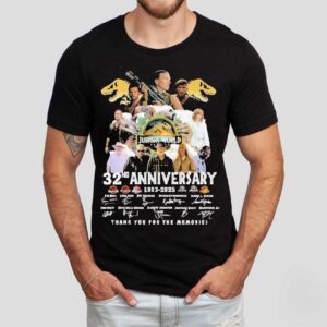 Jurassic World 32nd Anniversary 1993-2025 Thank You For The Memories Signatures Shirt Jurassic World 32nd Anniversary 1993-2025 Thank You For The Memories Signatures Shirt