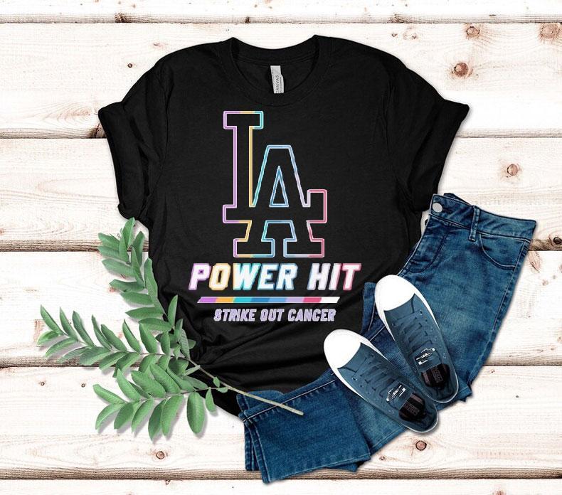 Los Angeles Dodgers Power Hit Strike Out Cancer Shirt Los Angeles Dodgers Power Hit Strike Out Cancer Shirt