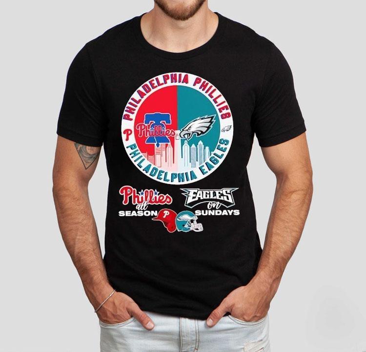 Philadelphia Phillies All Season And Philadelphia Eagles On Sundays Circle Logo Shirt Philadelphia Phillies All Season And Philadelphia Eagles On Sundays Circle Logo Shirt